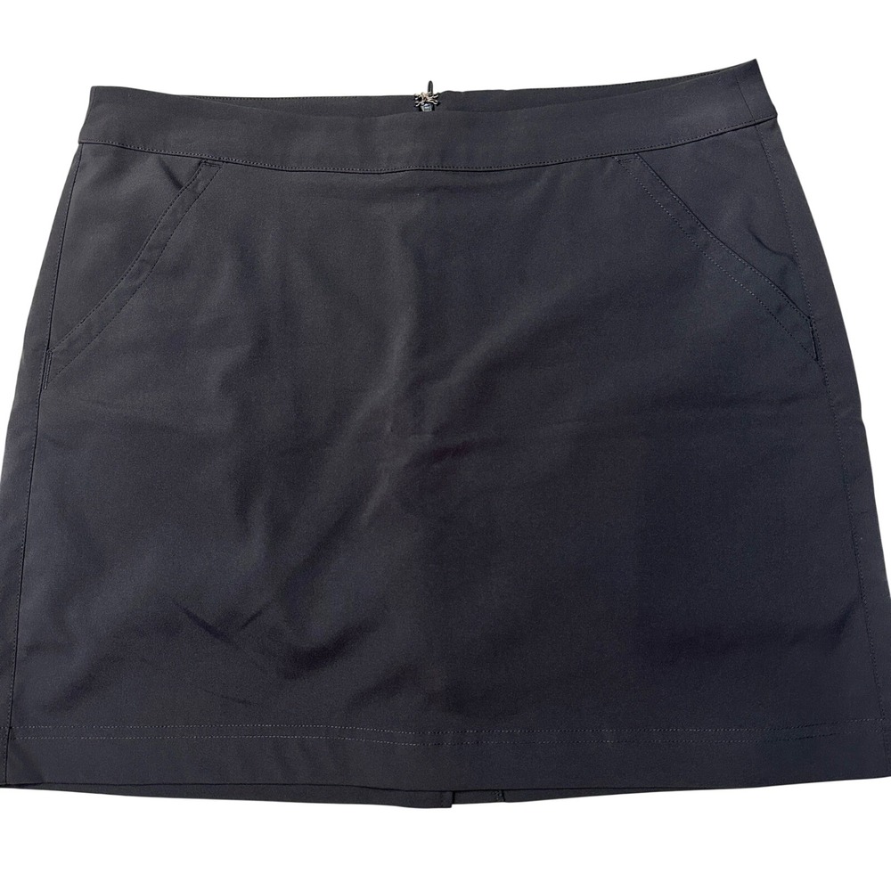 PGA Tour Golf Skort Back Zipper Solid Dark Gray Polyester Womens‎ 10